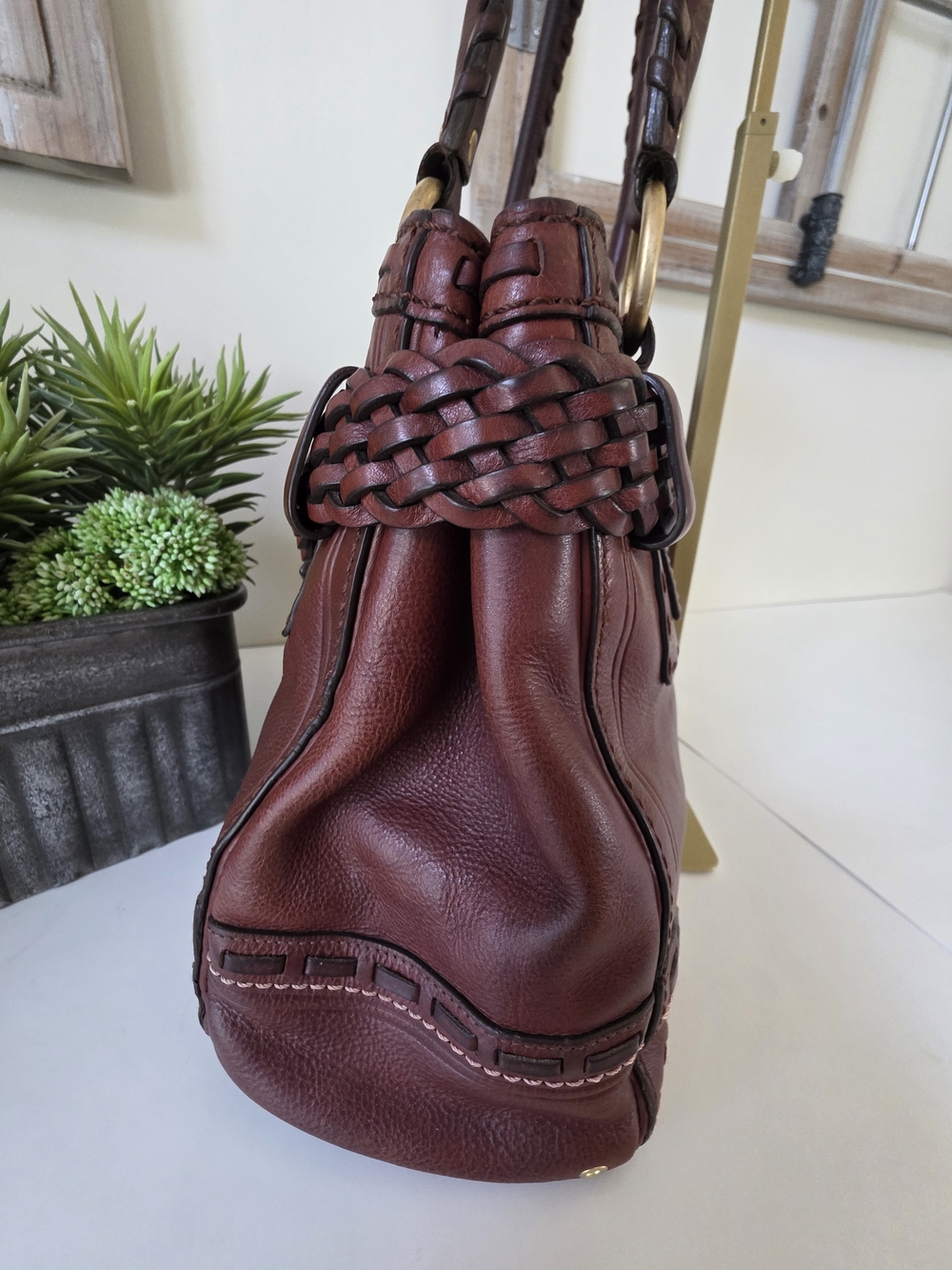 Vintage Coach Hamptons Braided Cognac Leather Carryall Bag Y2K Limited Edition - Picture 5 of 16